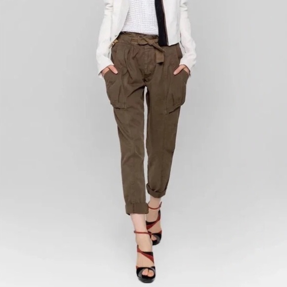 A.L.C. • Randall tapered leg cargo pants paperbag cotton olive army green